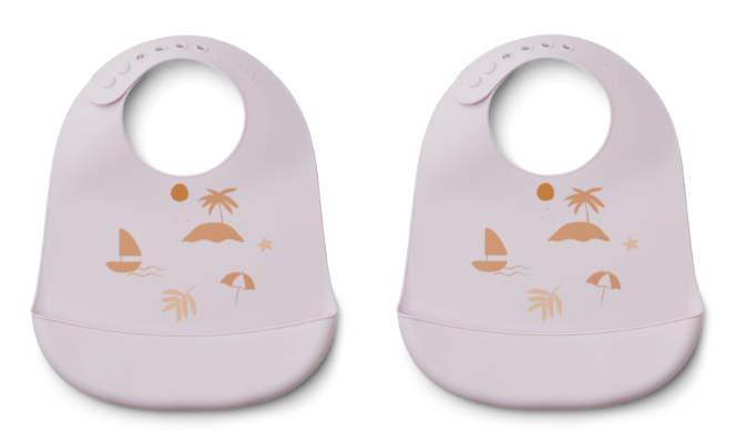 Tilda Silicone Bib 2-Pack, Seaside Light Lavender