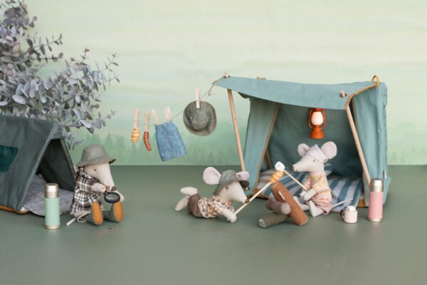 Little toy mice camping.