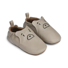 Eliot Bear Leather Slippers - Mist